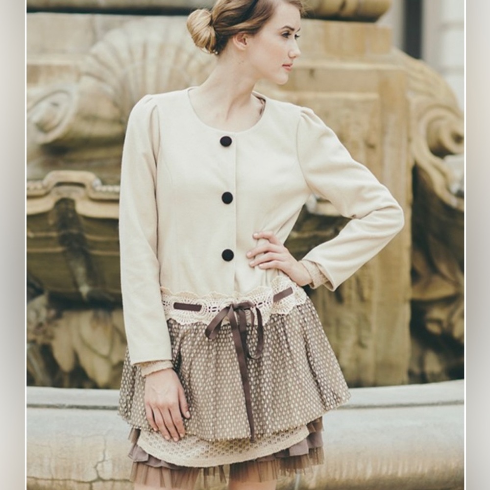 💼 Luxury Handmade Collection Drop Waist Coat ~ Cream, Tan & Brown